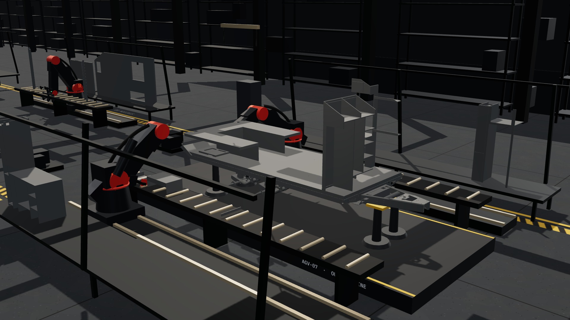 RREV Forge station two: composite floor deck lowered onto the frame, with bed platform, cabinets and bench set on the open deck before any wall exists.